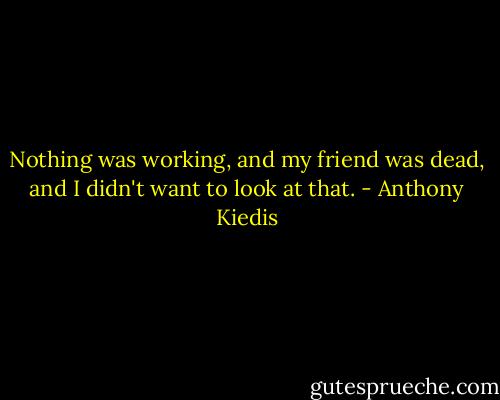 Nothing was working, and my friend was dead, and I didn't want to look at that. - Anthony Kiedis
