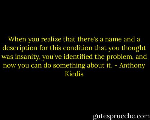 When you realize that there's a name and a description for this condition that you thought was insanity, you've identified the problem, and now you can do something about it. - Anthony Kiedis