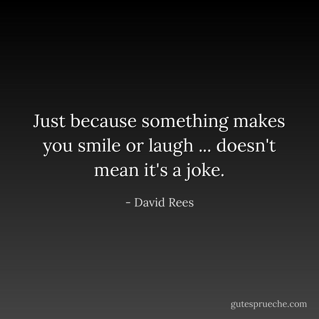 Just because something makes you smile or laugh ... doesn't mean it's a joke. - David Rees