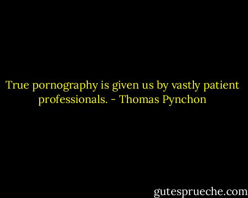 True pornography is given us by vastly patient professionals. - Thomas Pynchon