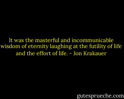 It was the masterful and incommunicable wisdom of eternity laughing at the futility of life and the effort of life. - Jon Krakauer