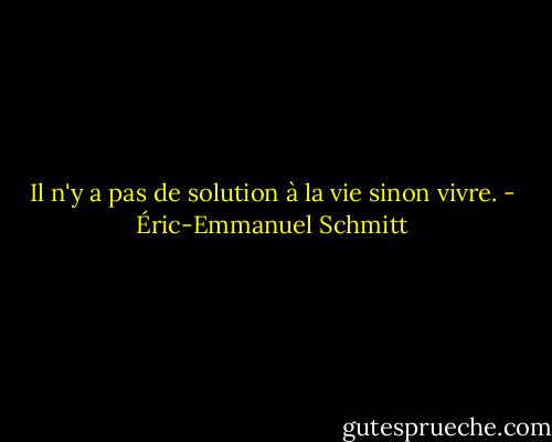 Il n'y a pas de solution à la vie sinon vivre. - Éric-Emmanuel Schmitt