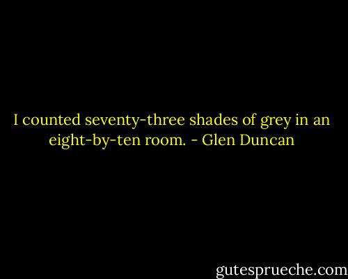 I counted seventy-three shades of grey in an eight-by-ten room. - Glen Duncan