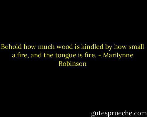 Behold how much wood is kindled by how small a fire, and the tongue is fire. - Marilynne Robinson