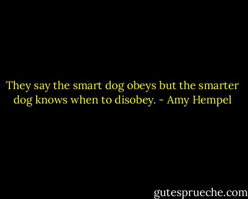 They say the smart dog obeys but the smarter dog knows when to disobey. - Amy Hempel