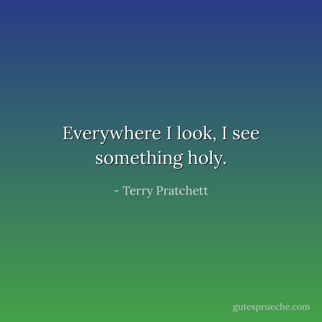 Everywhere I look, I see something holy. - Terry Pratchett