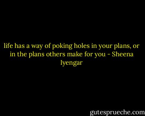 life has a way of poking holes in your plans, or in the plans others make for you - Sheena Iyengar