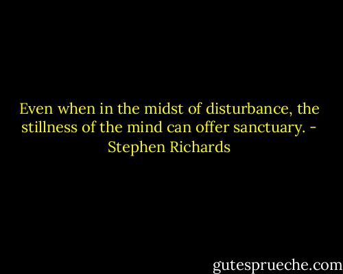 Even when in the midst of disturbance, the stillness of the mind can offer sanctuary. - Stephen Richards