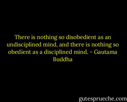There is nothing so disobedient as an undisciplined mind, and there is nothing so obedient as a disciplined mind. - Gautama Buddha