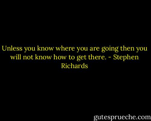 Unless you know where you are going then you will not know how to get there. - Stephen Richards
