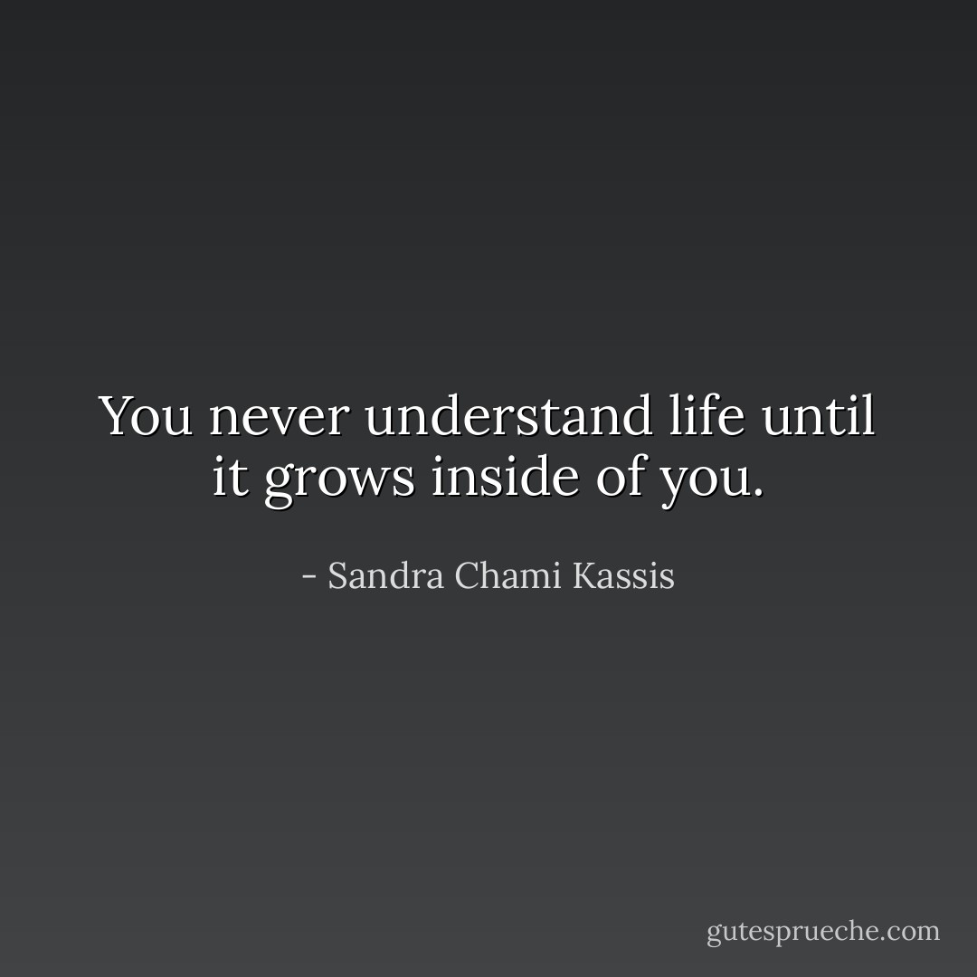 You never understand life until it grows inside of you. - Sandra Chami Kassis