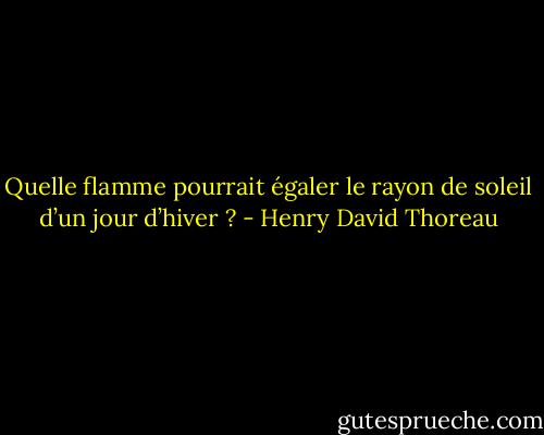 Quelle flamme pourrait égaler le rayon de soleil d’un jour d’hiver ? - Henry David Thoreau