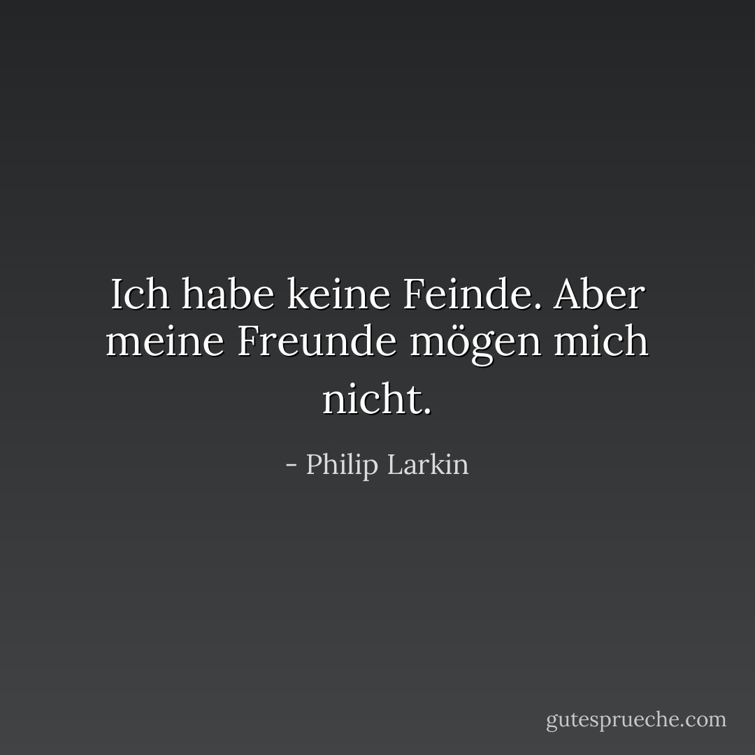 Ich habe keine Feinde. Aber meine Freunde mögen mich nicht. - Philip Larkin<