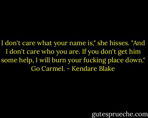 I don't care what your name is," she hisses. "And I don't care who you are. If you don't get him some help, I will burn your fucking place down." Go Carmel. - Kendare Blake