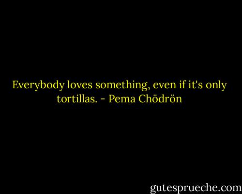 Everybody loves something, even if it's only tortillas. - Pema Chödrön