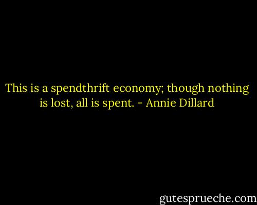 This is a spendthrift economy; though nothing is lost, all is spent. - Annie Dillard