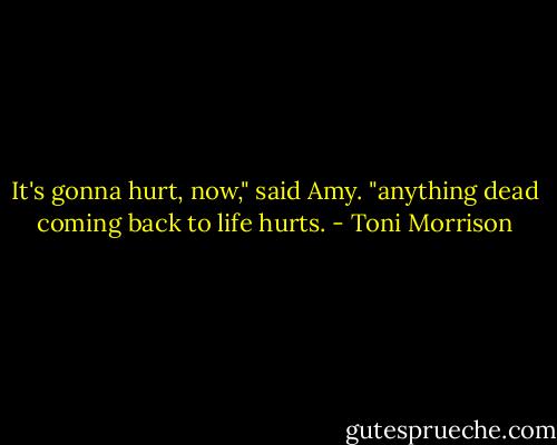 It's gonna hurt, now," said Amy. "anything dead coming back to life hurts. - Toni Morrison