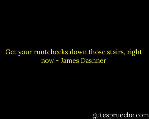 Get your runtcheeks down those stairs, right now - James Dashner