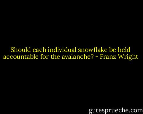 Should each individual snowflake be held accountable for the avalanche? - Franz Wright