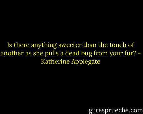 Is there anything sweeter than the touch of another as she pulls a dead bug from your fur? - Katherine Applegate