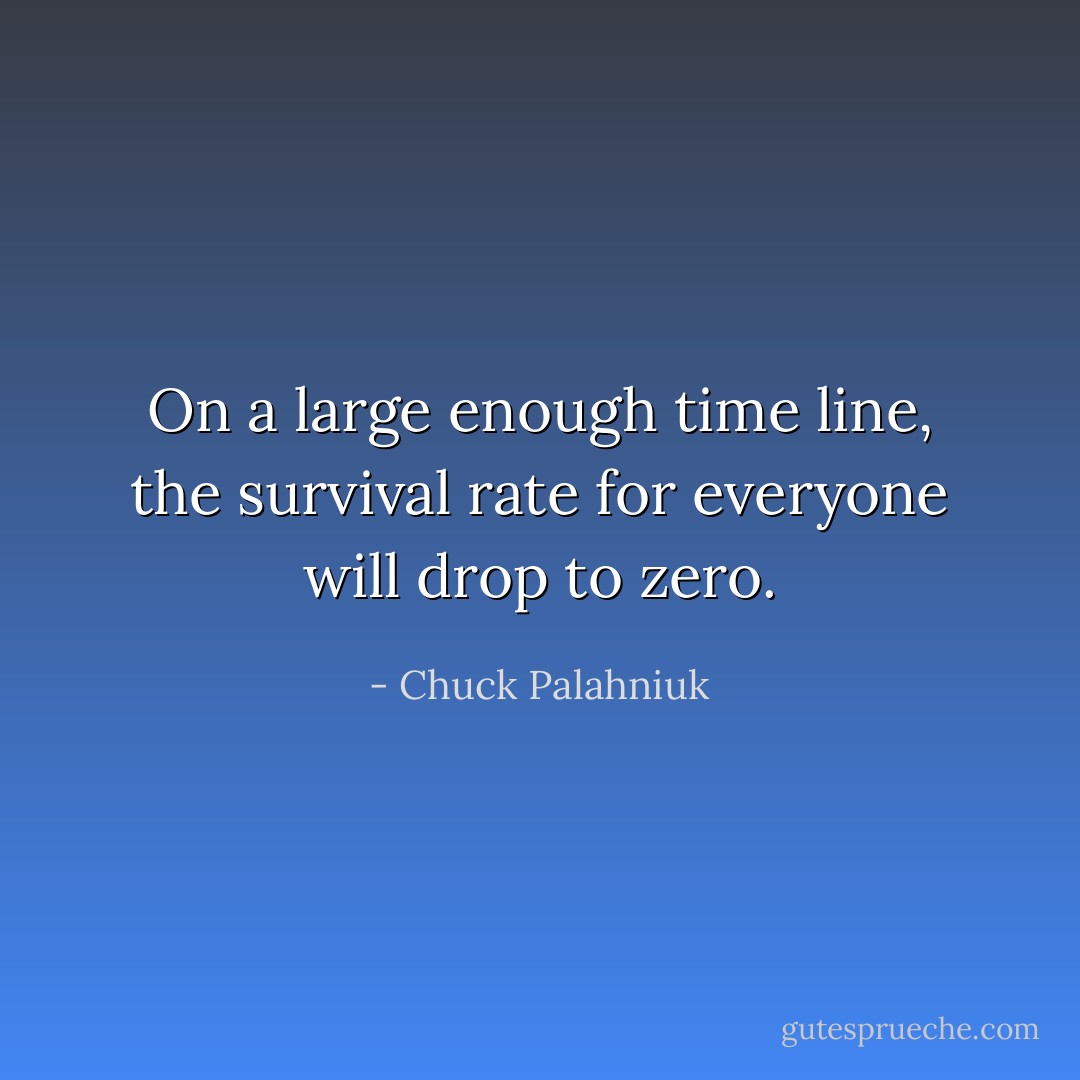 On a large enough time line, the survival rate for everyone will drop to zero. - Chuck Palahniuk