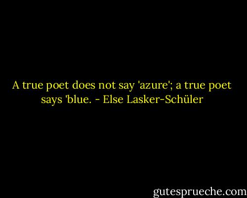 A true poet does not say 'azure'; a true poet says 'blue. - Else Lasker-Schüler