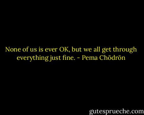 None of us is ever OK, but we all get through everything just fine. - Pema Chödrön