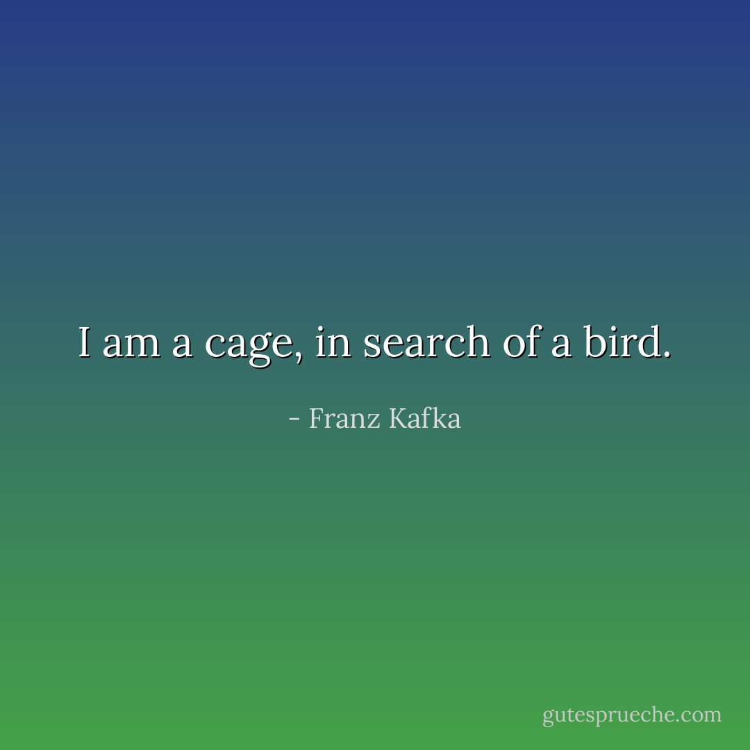 I am a cage, in search of a bird. - Franz Kafka