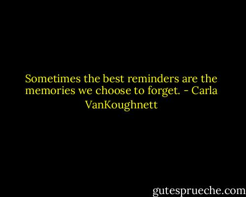 Sometimes the best reminders are the memories we choose to forget. - Carla VanKoughnett