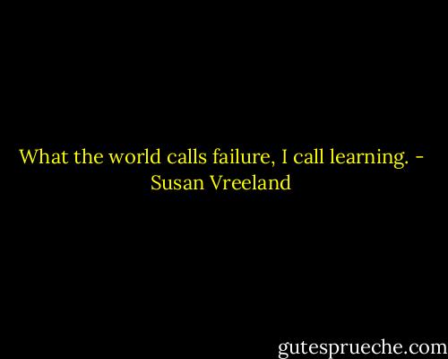 What the world calls failure, I call learning. - Susan Vreeland