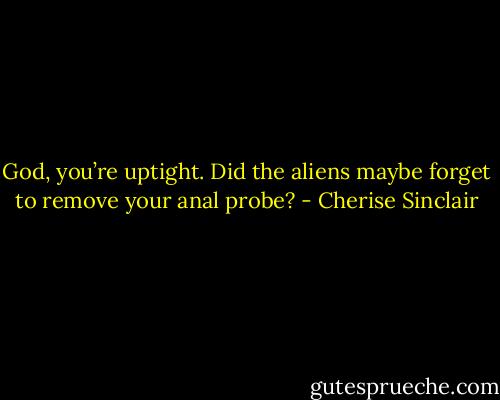 God, you’re uptight. Did the aliens maybe forget to remove your anal probe? - Cherise Sinclair