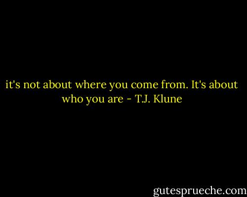 it's not about where you come from. It's about who you are - T.J. Klune