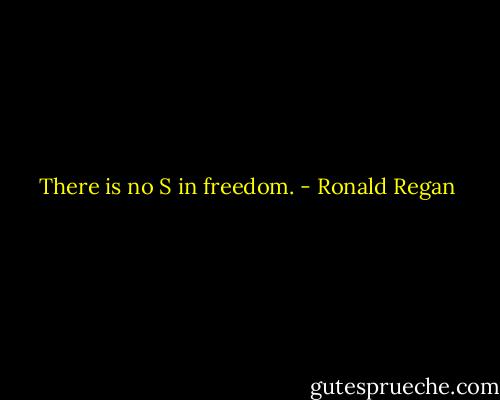 There is no S in freedom. - Ronald Regan