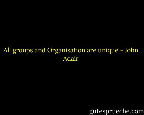 All groups and Organisation are unique - John Adair
