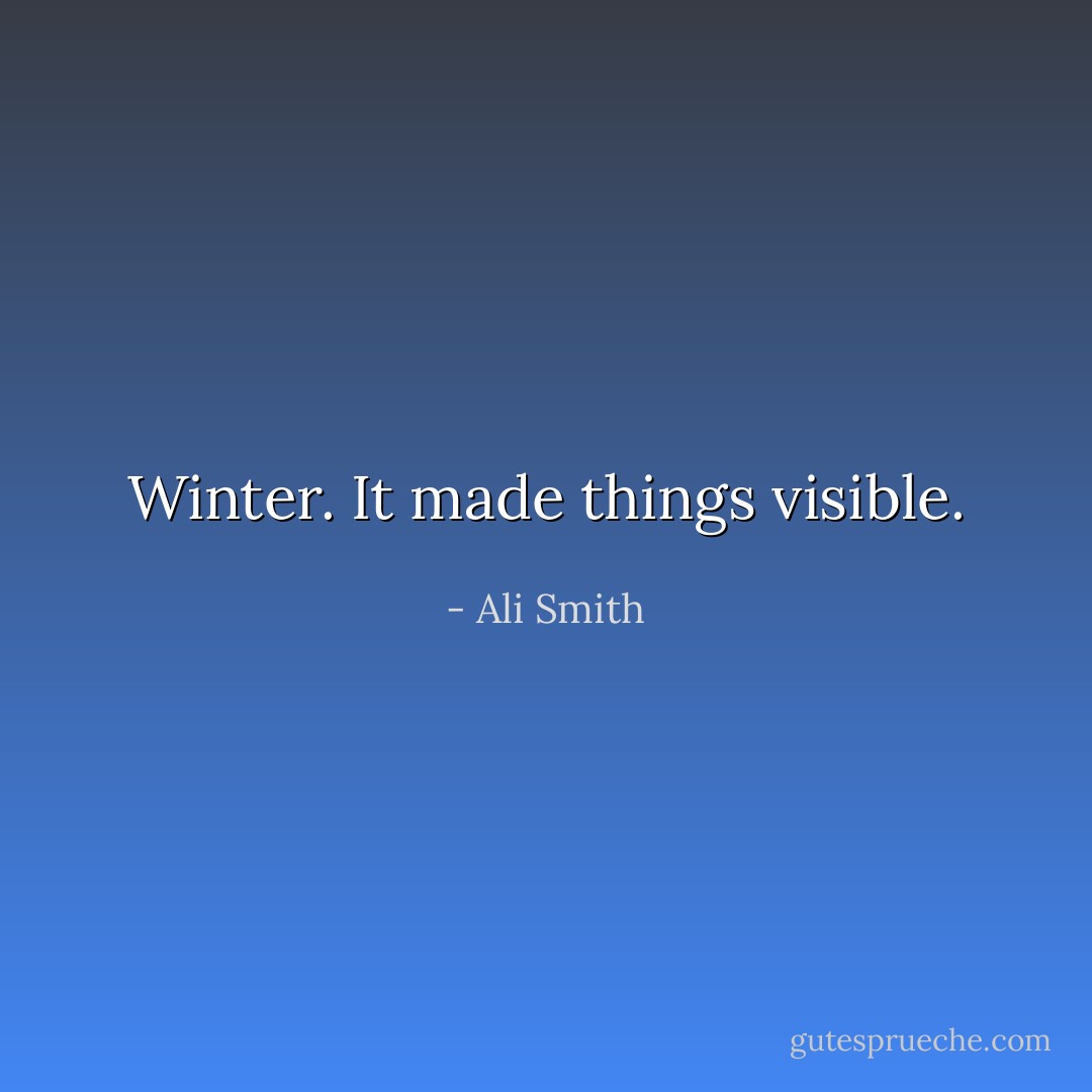 Winter. It made things visible. - Ali Smith