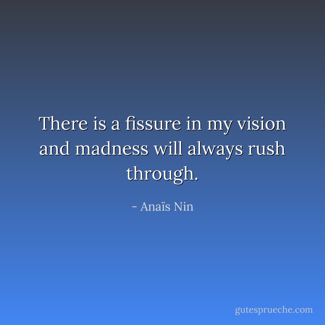 There is a fissure in my vision and madness will always rush through. - Anaïs Nin