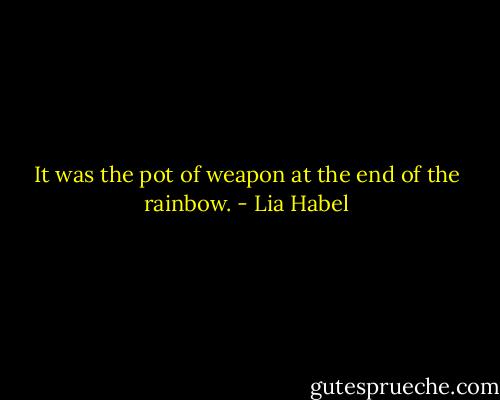 It was the pot of weapon at the end of the rainbow. - Lia Habel