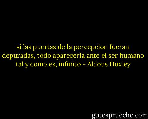 si las puertas de la percepcion fueran depuradas, todo apareceria ante el ser humano tal y como es, infinito - Aldous Huxley