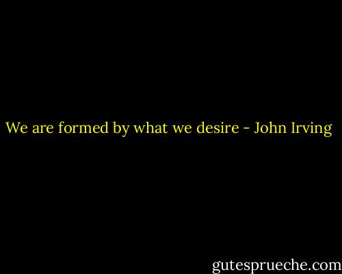 We are formed by what we desire - John Irving
