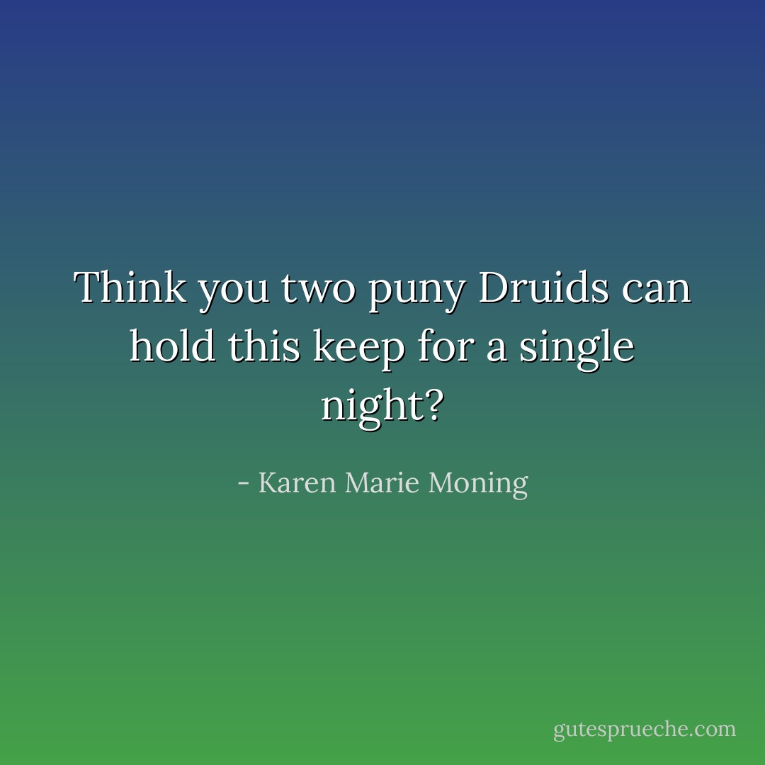 Think you two puny Druids can hold this keep for a single night? - Karen Marie Moning