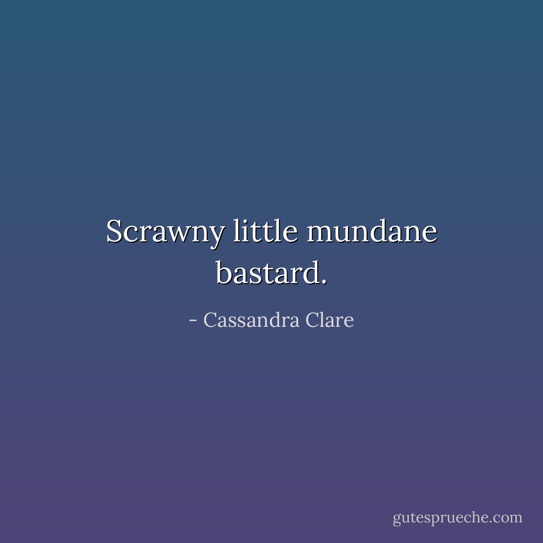 Scrawny little mundane bastard. - Cassandra Clare