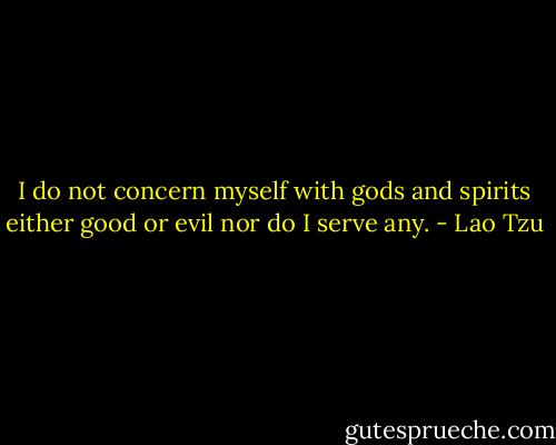 I do not concern myself with gods and spirits either good or evil nor do I serve any. - Lao Tzu