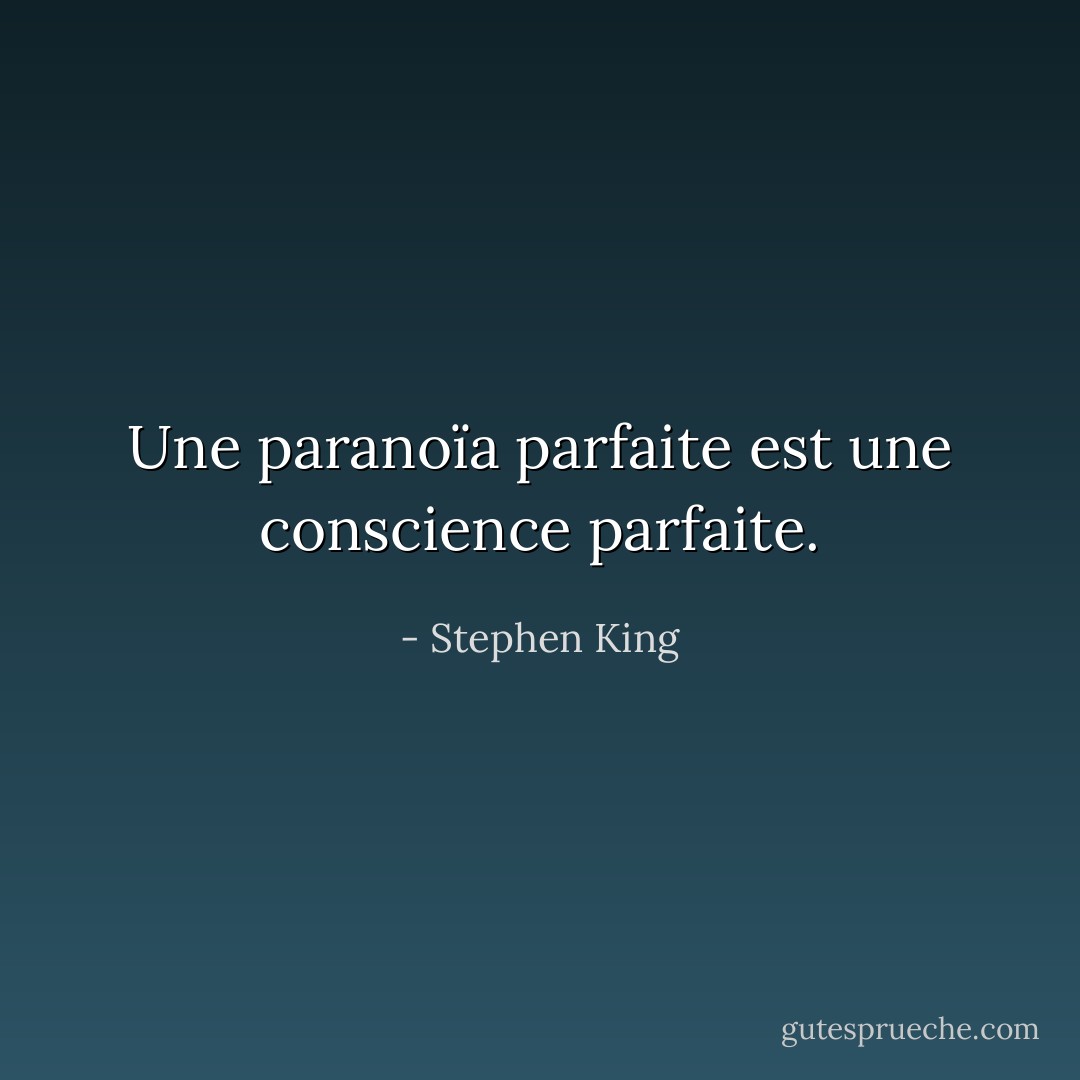 Une paranoïa parfaite est une conscience parfaite. - Stephen King