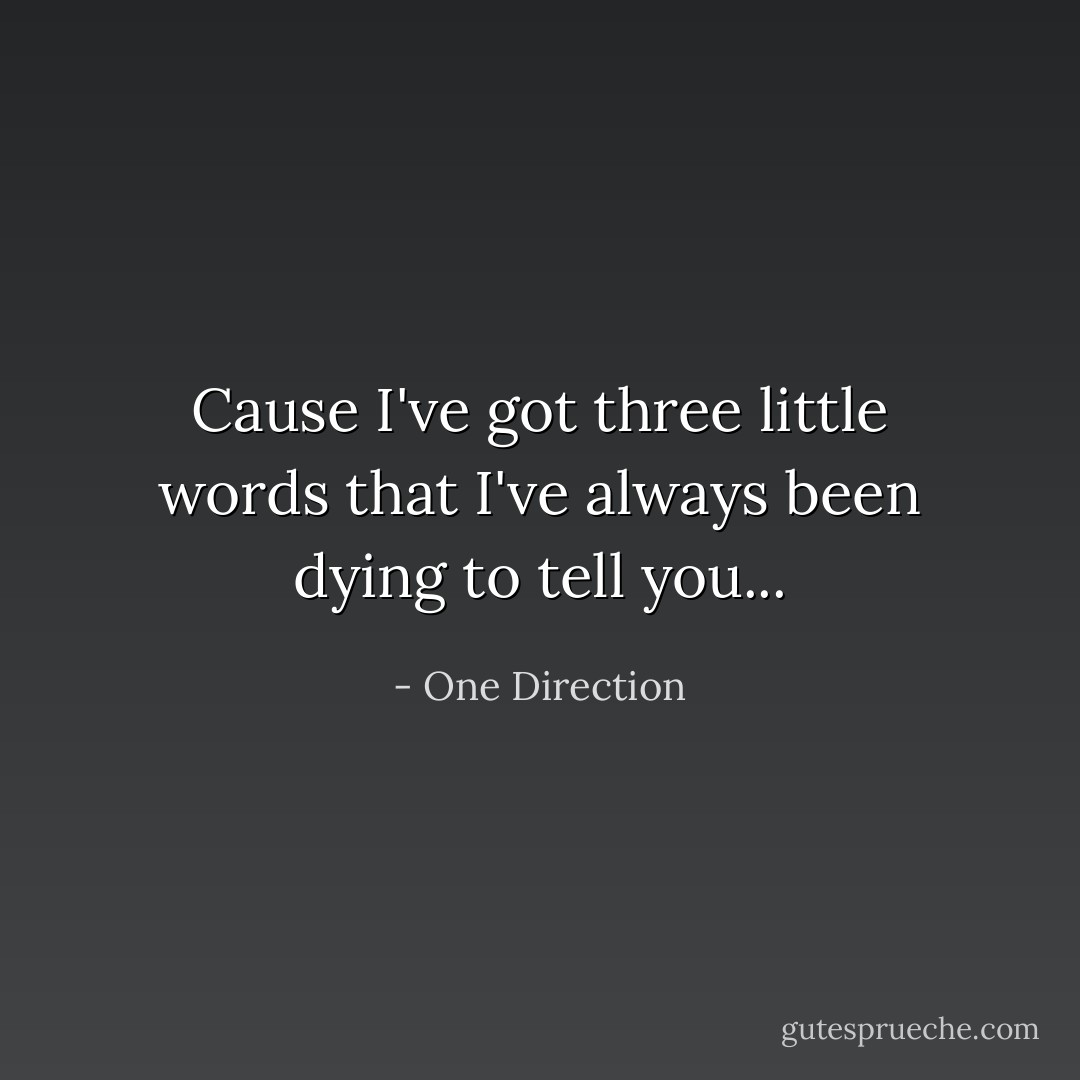 Cause I've got three little words that I've always been dying to tell you... - One Direction