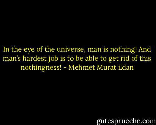 In the eye of the universe, man is nothing! And man’s hardest job is to be able to get rid of this nothingness! - Mehmet Murat ildan
