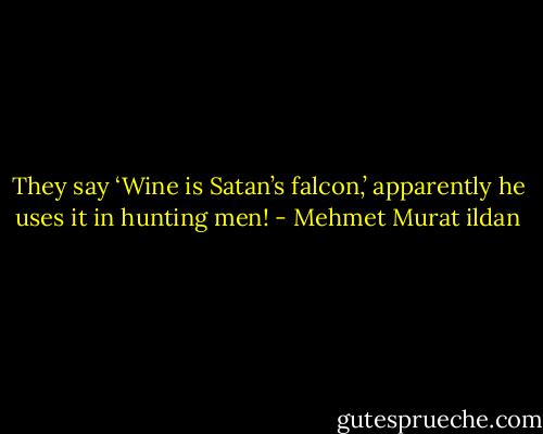 They say ‘Wine is Satan’s falcon,’ apparently he uses it in hunting men! - Mehmet Murat ildan