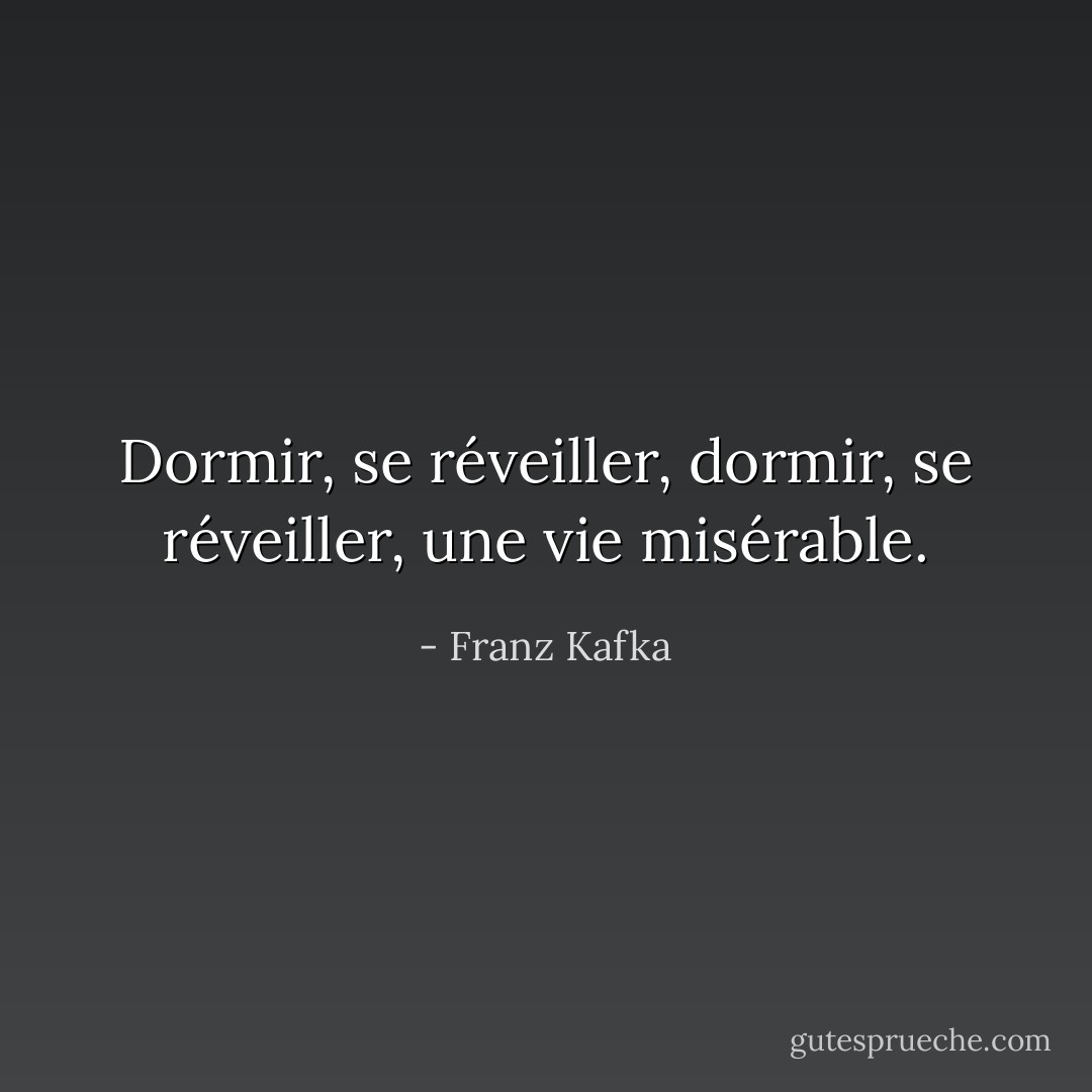 Dormir, se réveiller, dormir, se réveiller, une vie misérable. - Franz Kafka