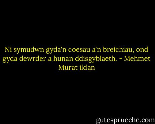 Ni symudwn gyda'n coesau a'n breichiau, ond gyda dewrder a hunan ddisgyblaeth. - Mehmet Murat ildan