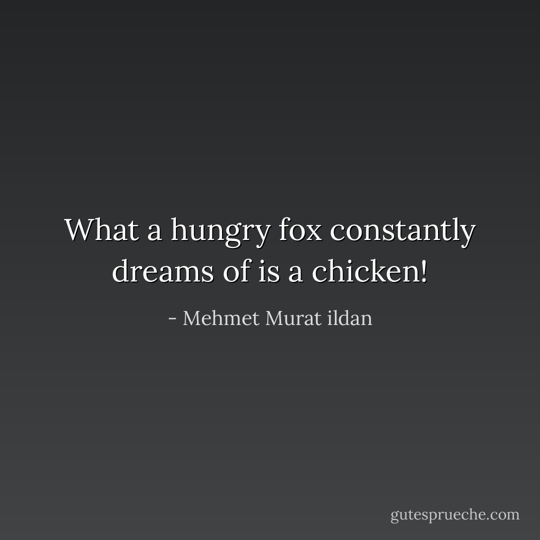 What a hungry fox constantly dreams of is a chicken! - Mehmet Murat ildan