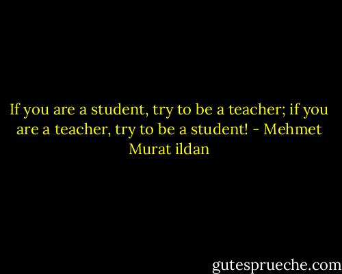 If you are a student, try to be a teacher; if you are a teacher, try to be a student! - Mehmet Murat ildan